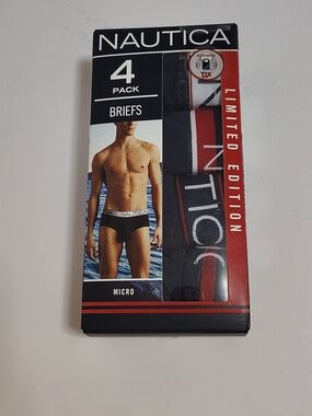 Nautica Men’s Brief 4-Pack in Black & Navy - Size  36-38